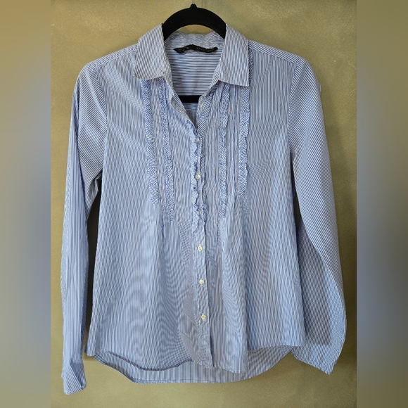 Zara | Blue Striped Women's Top, Size L (Made Small) - Picture 2 of 9